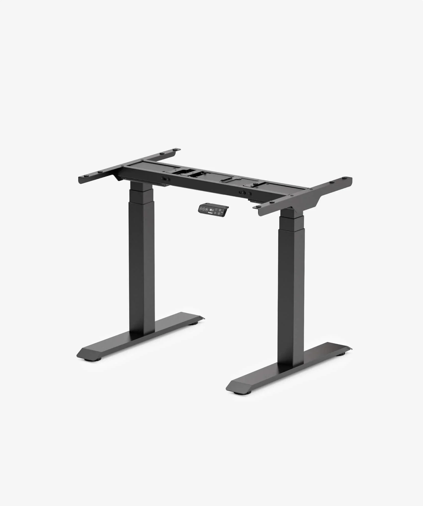 Black compact E7 Mini frame with upright legs and keypad on light grey.